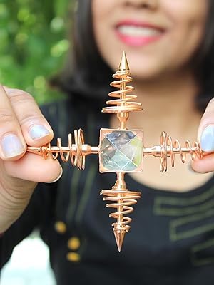 Handcrafted Exquisite Copper Coil Crystal Quartz Pyramid Energy Generator 4 Points Healing Reiki Chakra Balancing