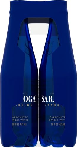 Saratoga Sparkling Water Bottles, 12-Pack - Carbonated Spring Bottled Water with Naturally Occurring Minerals & Electrolytes - Recycled PET Plastic Bottles - 28 Fl Oz