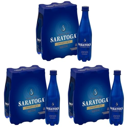 Saratoga Sparkling Water Bottles, 12-Pack - Carbonated Spring Bottled Water with Naturally Occurring Minerals & Electrolytes - Recycled PET Plastic Bottles - 28 Fl Oz