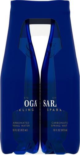 Saratoga Sparkling Water Bottles, 12-Pack - Carbonated Spring Bottled Water with Naturally Occurring Minerals & Electrolytes - Recycled PET Plastic Bottles - 28 Fl Oz