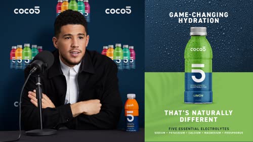 Coco5 Clean Sports Hydration Cherry Flavor | 100% Natural | 50% Less Sugar | Nothing Artificial | Non-GMO | Gluten Free | Developed by Pro Trainers for Pro Athletes | 16.9 OZ (Pack - 12)