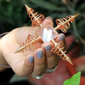 Handcrafted Exquisite Copper Coil Crystal Quartz Pyramid Energy Generator 4 Points Healing Reiki Chakra Balancing