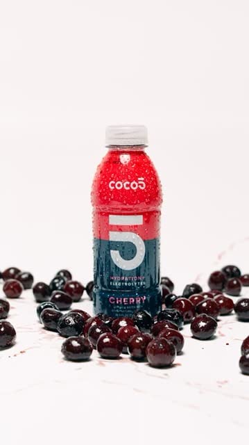 Coco5 Clean Sports Hydration Cherry Flavor | 100% Natural | 50% Less Sugar | Nothing Artificial | Non-GMO | Gluten Free | Developed by Pro Trainers for Pro Athletes | 16.9 OZ (Pack - 12)