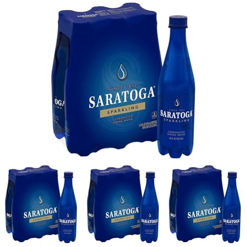 Saratoga Sparkling Water Bottles, 12-Pack - Carbonated Spring Bottled Water with Naturally Occurring Minerals & Electrolytes - Recycled PET Plastic Bottles - 28 Fl Oz
