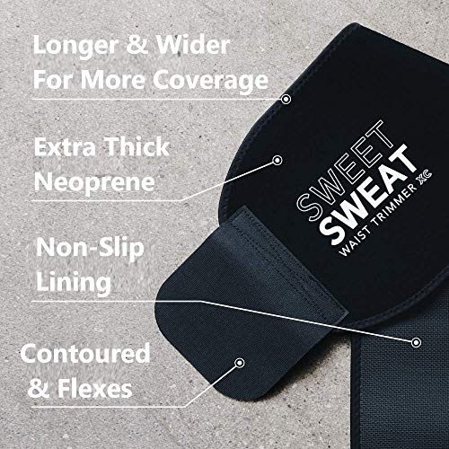 Sports Research Sweet Sweat Waist Trimmer Get More from Your Workout - Sweat Band Increases Stomach Temp to Cut Water Weight - Gym Waist Trainer Belt for Women & Men - Faja para Hacer Ejercicios