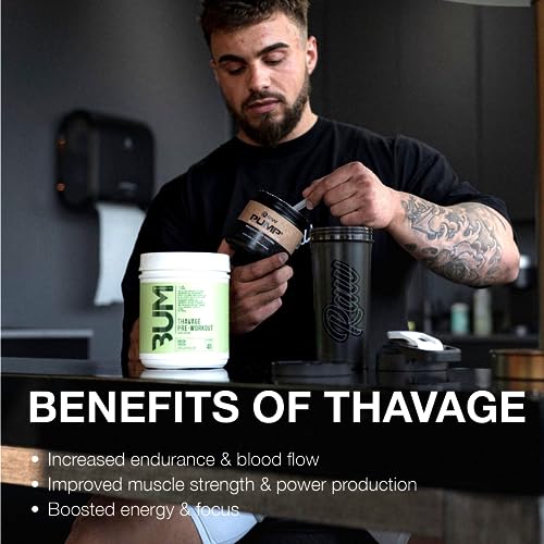 RAW Preworkout Powder, Thavage (Green Crush) - Chris Bumstead Sports Nutrition Supplement for Men & Women - Cbum Pre Workout for Working Out, Hydration, Mental Focus & Energy - 40 Servings