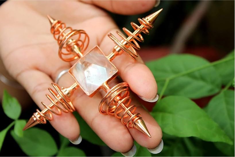 Handcrafted Exquisite Copper Coil Crystal Quartz Pyramid Energy Generator 4 Points Healing Reiki Chakra Balancing