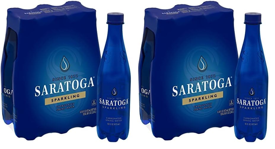 Saratoga Sparkling Water Bottles, 12-Pack - Carbonated Spring Bottled Water with Naturally Occurring Minerals & Electrolytes - Recycled PET Plastic Bottles - 28 Fl Oz