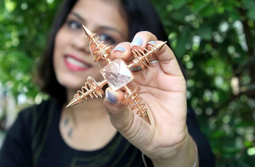 Handcrafted Exquisite Copper Coil Crystal Quartz Pyramid Energy Generator 4 Points Healing Reiki Chakra Balancing