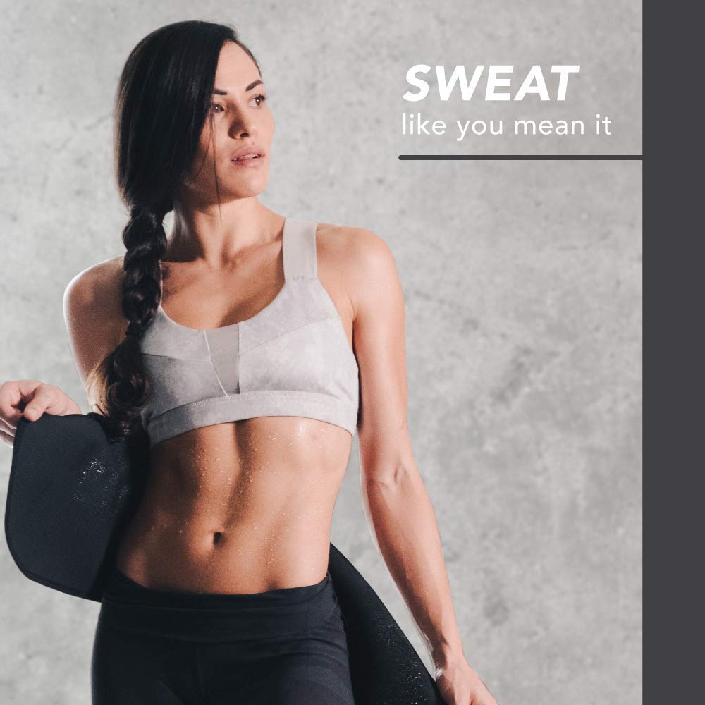 Sports Research Sweet Sweat Waist Trimmer Get More from Your Workout - Sweat Band Increases Stomach Temp to Cut Water Weight - Gym Waist Trainer Belt for Women & Men - Faja para Hacer Ejercicios