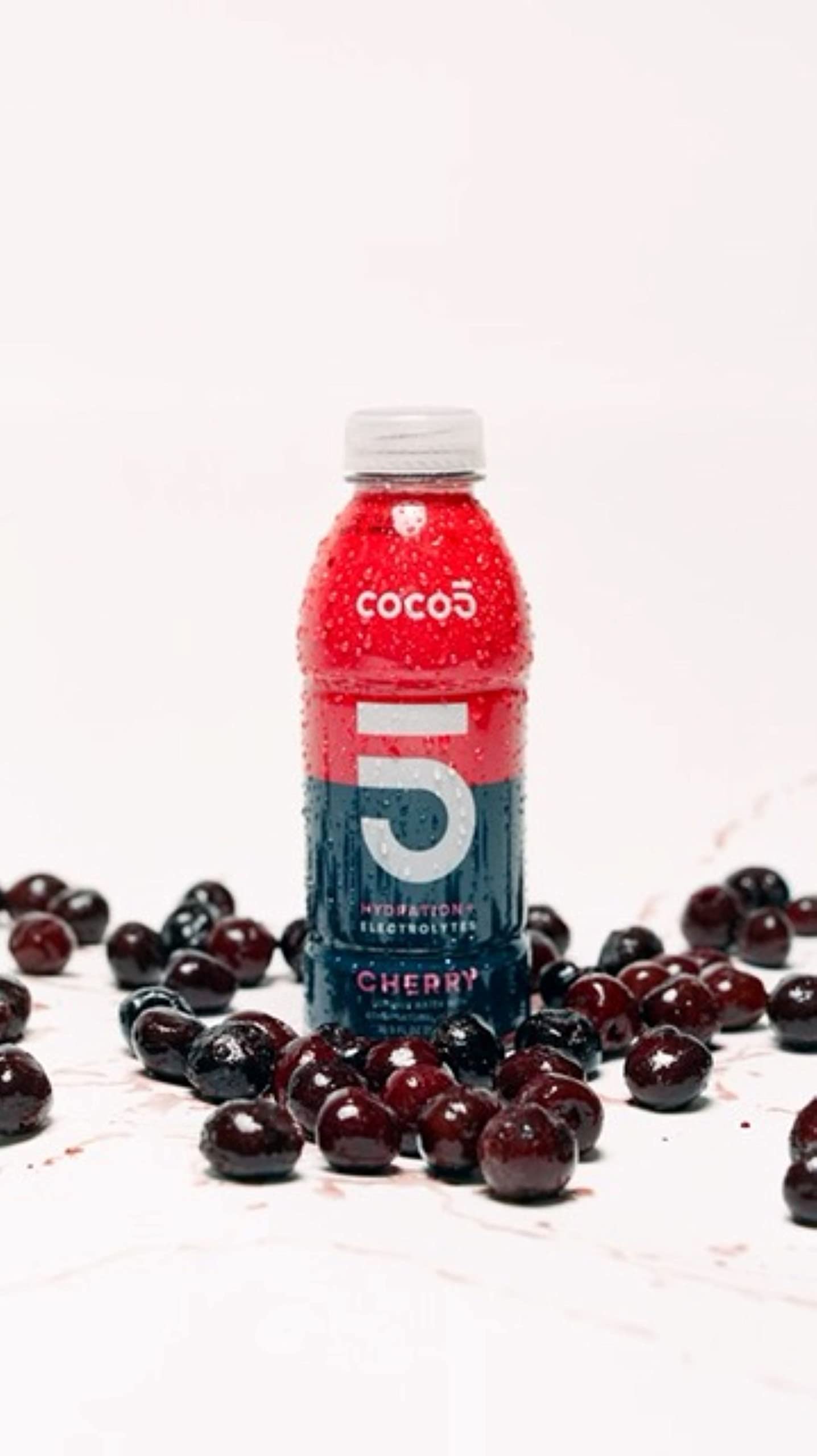 Coco5 Clean Sports Hydration Cherry Flavor | 100% Natural | 50% Less Sugar | Nothing Artificial | Non-GMO | Gluten Free | Developed by Pro Trainers for Pro Athletes | 16.9 OZ (Pack - 12)