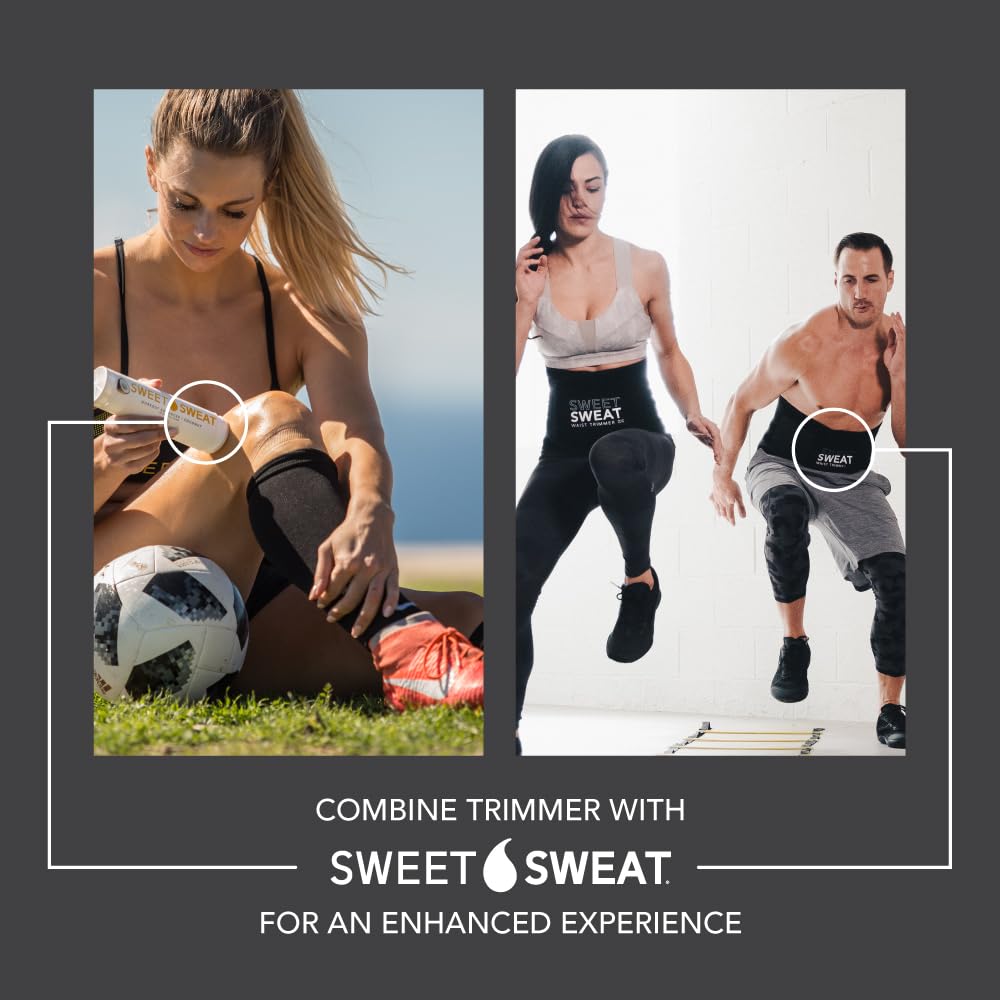 Sports Research Sweet Sweat Waist Trimmer Get More from Your Workout - Sweat Band Increases Stomach Temp to Cut Water Weight - Gym Waist Trainer Belt for Women & Men - Faja para Hacer Ejercicios
