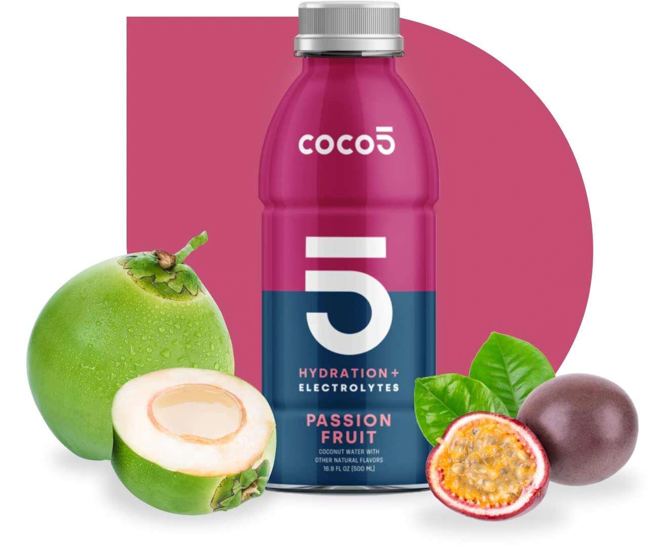 Coco5 Clean Sports Hydration Cherry Flavor | 100% Natural | 50% Less Sugar | Nothing Artificial | Non-GMO | Gluten Free | Developed by Pro Trainers for Pro Athletes | 16.9 OZ (Pack - 12)