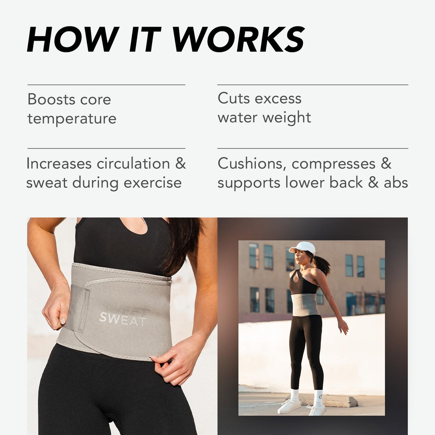 Sports Research Sweet Sweat Waist Trimmer Get More from Your Workout - Sweat Band Increases Stomach Temp to Cut Water Weight - Gym Waist Trainer Belt for Women & Men - Faja para Hacer Ejercicios