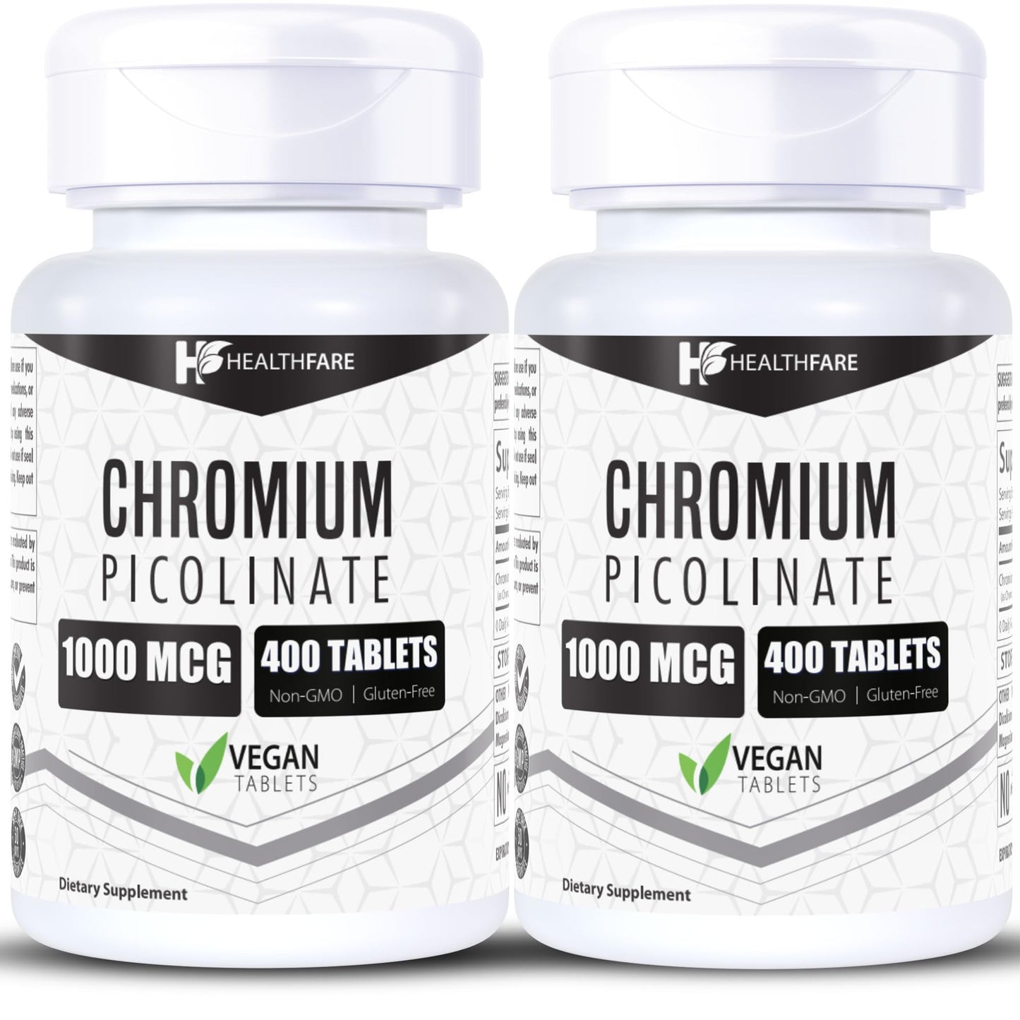 Chromium Picolinate 1000mcg | 400 Tablets | Support Carbohydrate Breakdown & Metabolism | Non-GMO and Gluten-Free by HealthFare