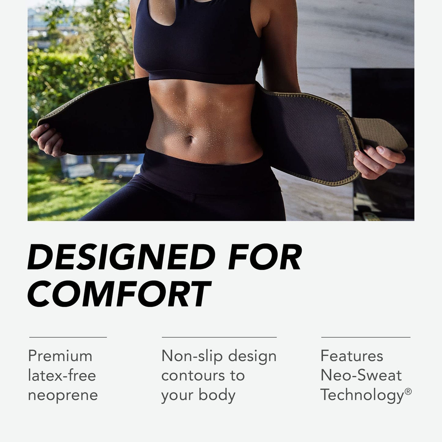 Sports Research Sweet Sweat Waist Trimmer Get More from Your Workout - Sweat Band Increases Stomach Temp to Cut Water Weight - Gym Waist Trainer Belt for Women & Men - Faja para Hacer Ejercicios