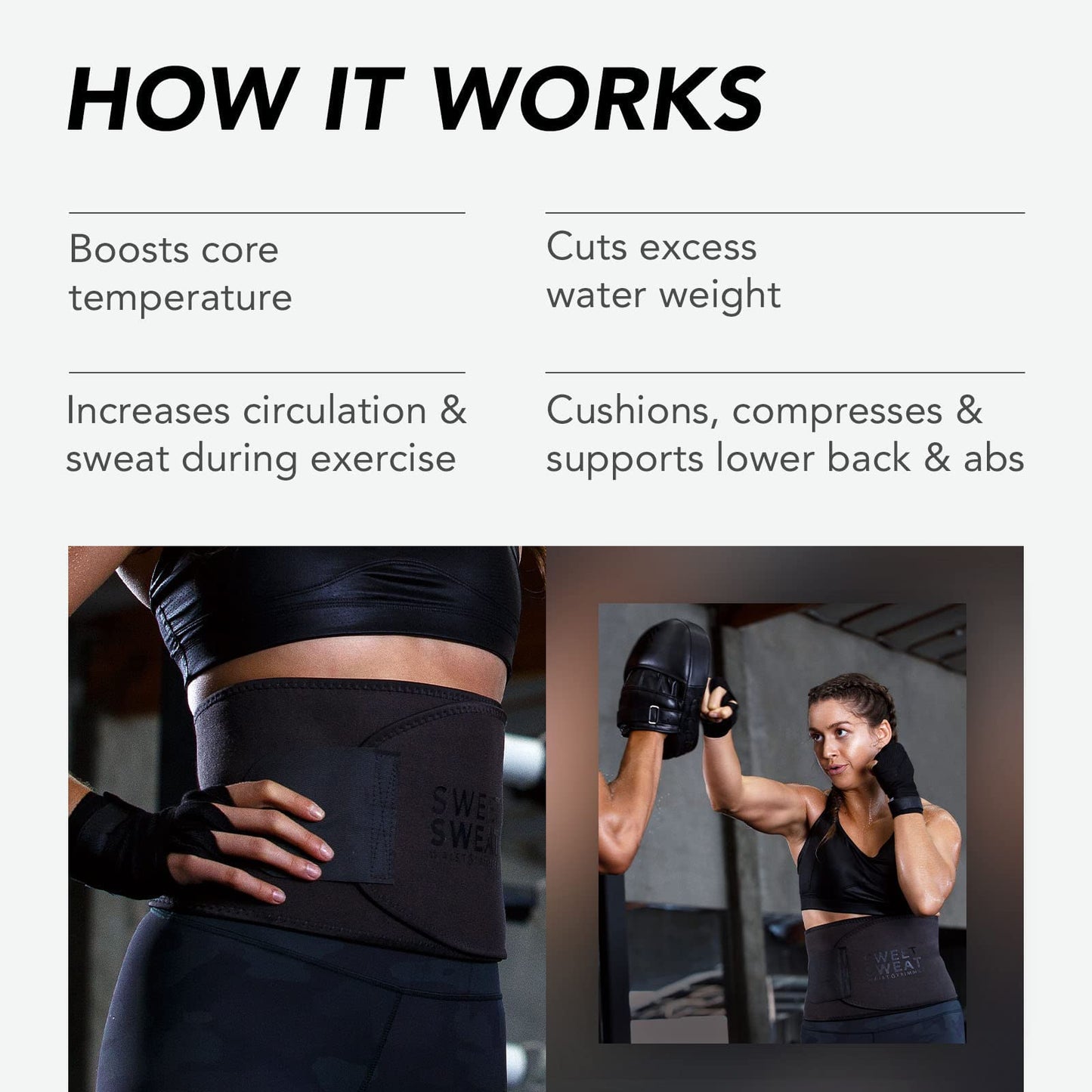 Sports Research Sweet Sweat Waist Trimmer Get More from Your Workout - Sweat Band Increases Stomach Temp to Cut Water Weight - Gym Waist Trainer Belt for Women & Men - Faja para Hacer Ejercicios