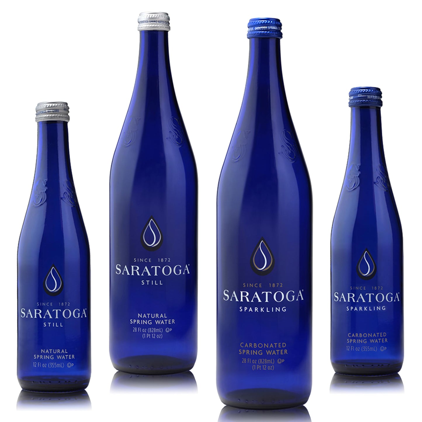 Saratoga Sparkling Water Bottles, 12-Pack - Carbonated Spring Bottled Water with Naturally Occurring Minerals & Electrolytes - Recycled PET Plastic Bottles - 28 Fl Oz