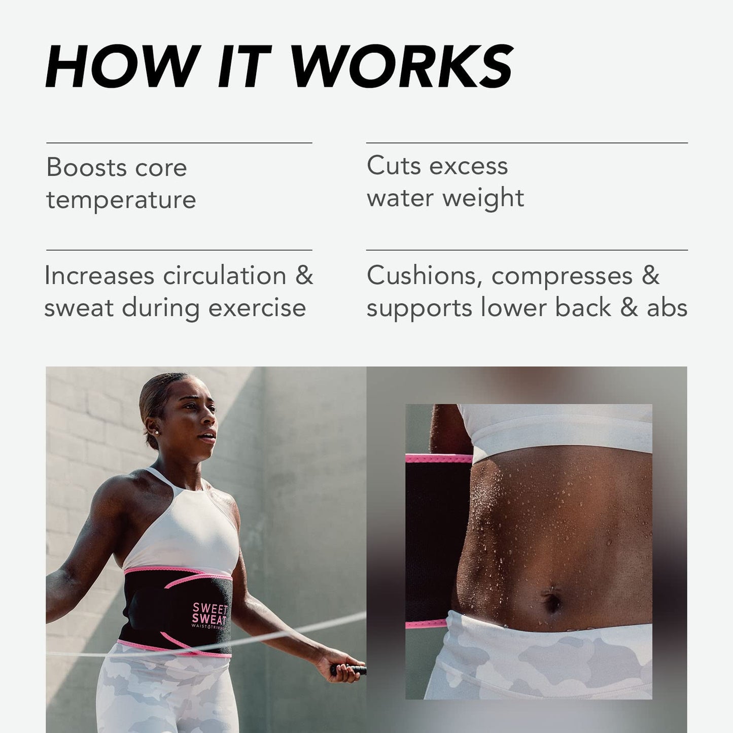 Sports Research Sweet Sweat Waist Trimmer Get More from Your Workout - Sweat Band Increases Stomach Temp to Cut Water Weight - Gym Waist Trainer Belt for Women & Men - Faja para Hacer Ejercicios