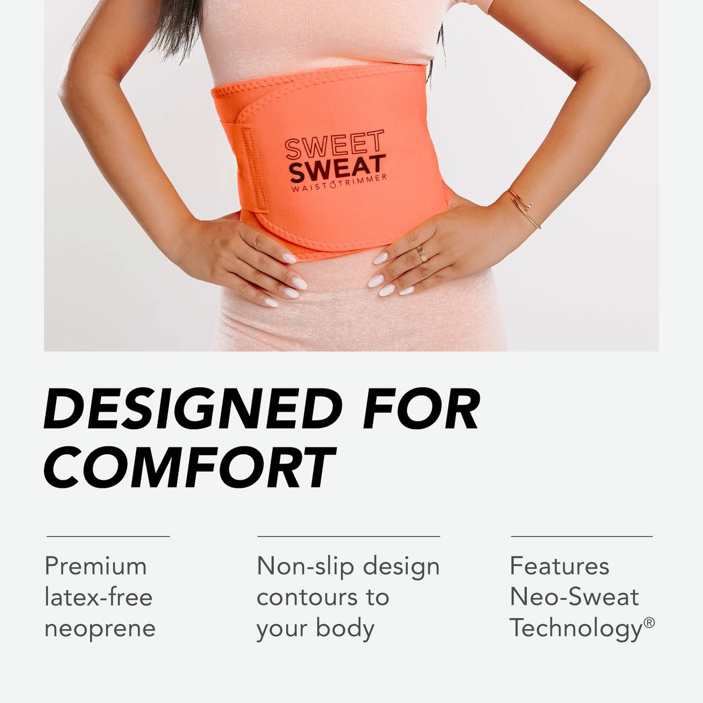 Sports Research Sweet Sweat Waist Trimmer Get More from Your Workout - Sweat Band Increases Stomach Temp to Cut Water Weight - Gym Waist Trainer Belt for Women & Men - Faja para Hacer Ejercicios