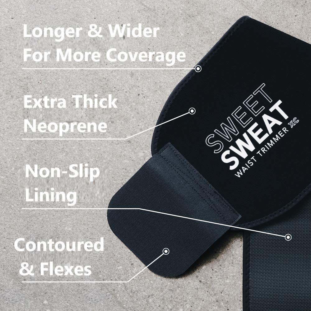 Sports Research Sweet Sweat Waist Trimmer Get More from Your Workout - Sweat Band Increases Stomach Temp to Cut Water Weight - Gym Waist Trainer Belt for Women & Men - Faja para Hacer Ejercicios