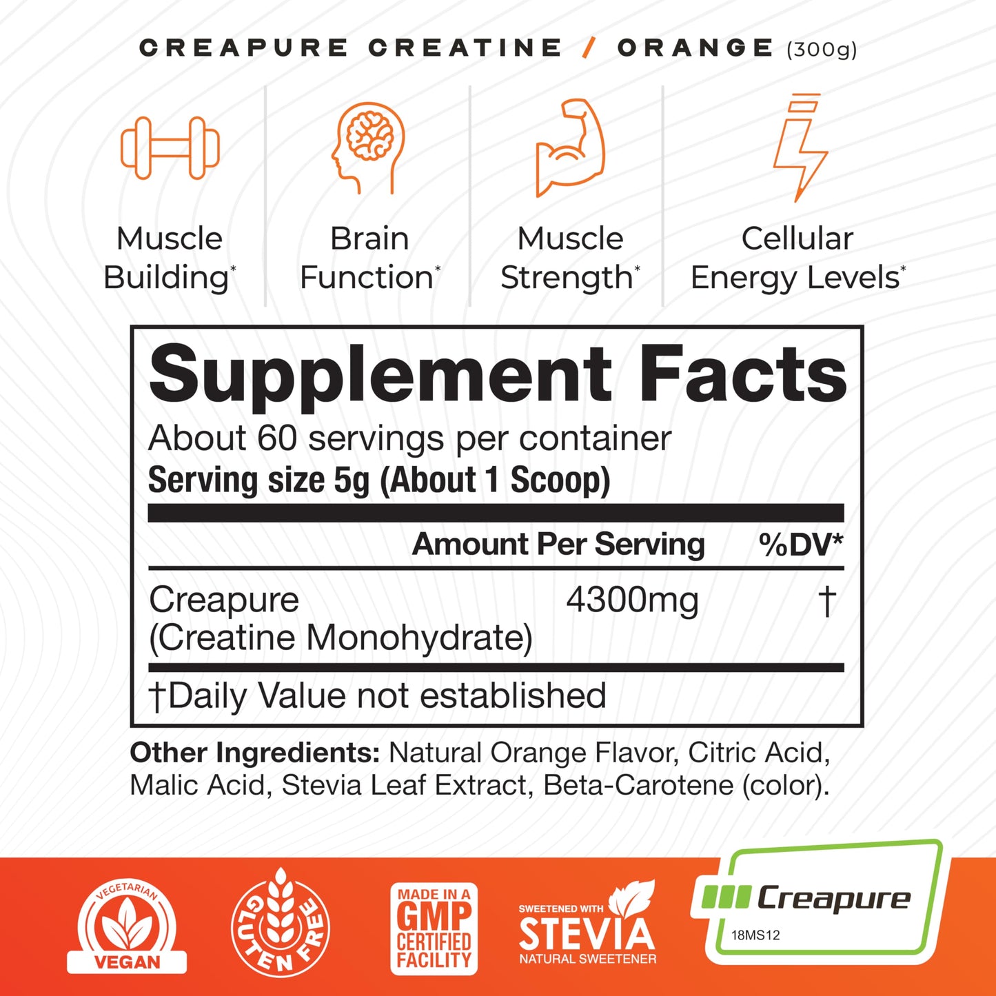 Muscle Feast Creapure Creatine Monohydrate Powder, Vegan Keto Friendly Gluten-Free, Mass Gainer, Muscle Recovery Supplement and Best Creatine for Muscle Growth, Unflavored, 300g