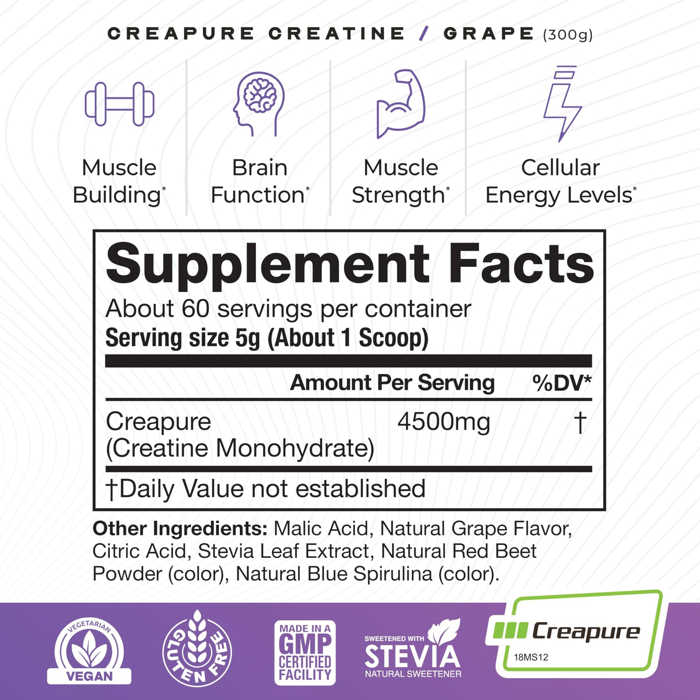 Muscle Feast Creapure Creatine Monohydrate Powder, Vegan Keto Friendly Gluten-Free, Mass Gainer, Muscle Recovery Supplement and Best Creatine for Muscle Growth, Unflavored, 300g