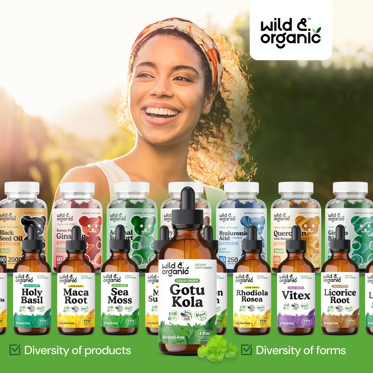Wild & Organic Gotu Kola Extract Drops - Brain Support with Centella Asiatica Extract - Liquid Gotu Kola Supplement for Focus - Vegan, Sugar & Alcohol-Free Herb Tincture - 4 fl oz