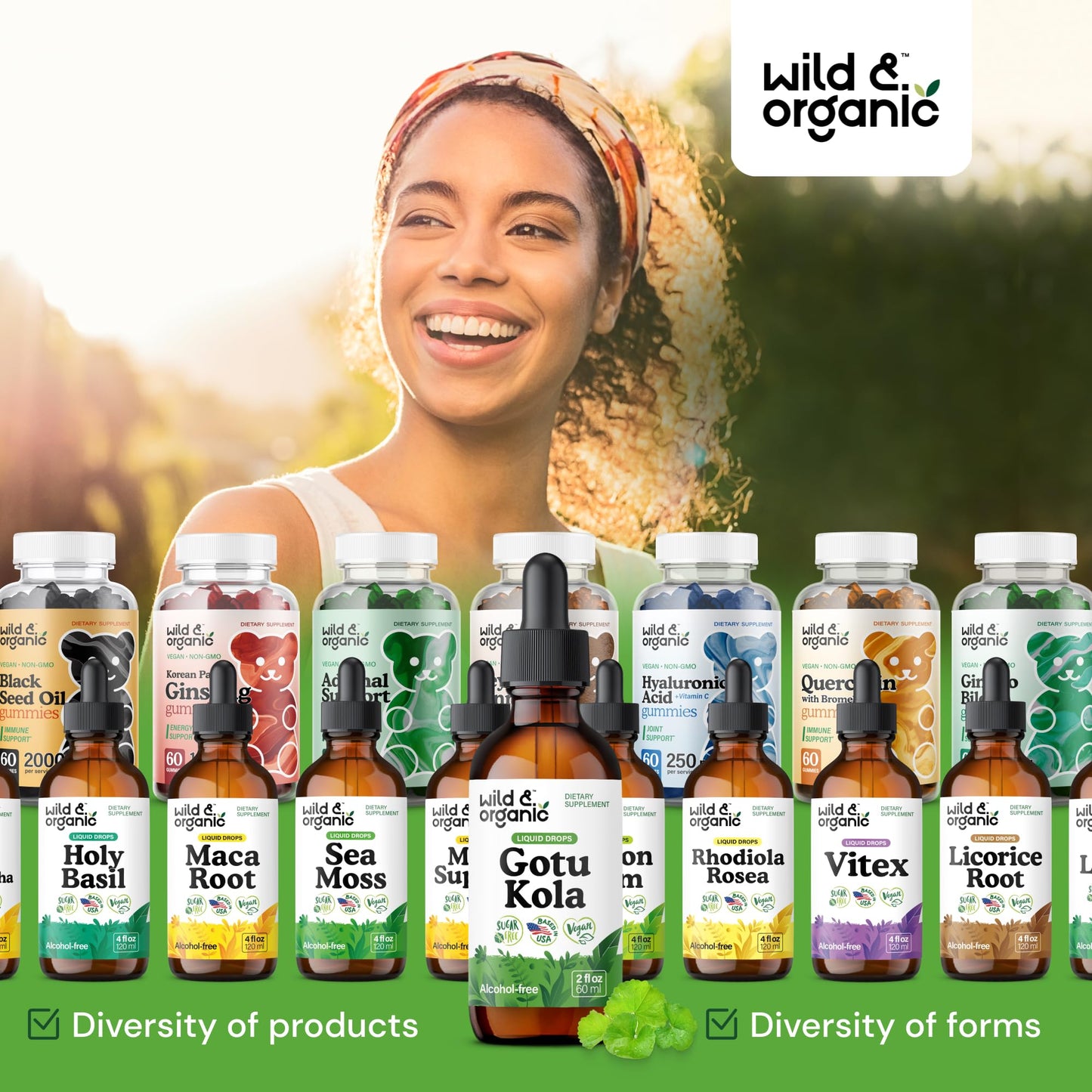 Wild & Organic Gotu Kola Extract Drops - Brain Support with Centella Asiatica Extract - Liquid Gotu Kola Supplement for Focus - Vegan, Sugar & Alcohol-Free Herb Tincture - 4 fl oz