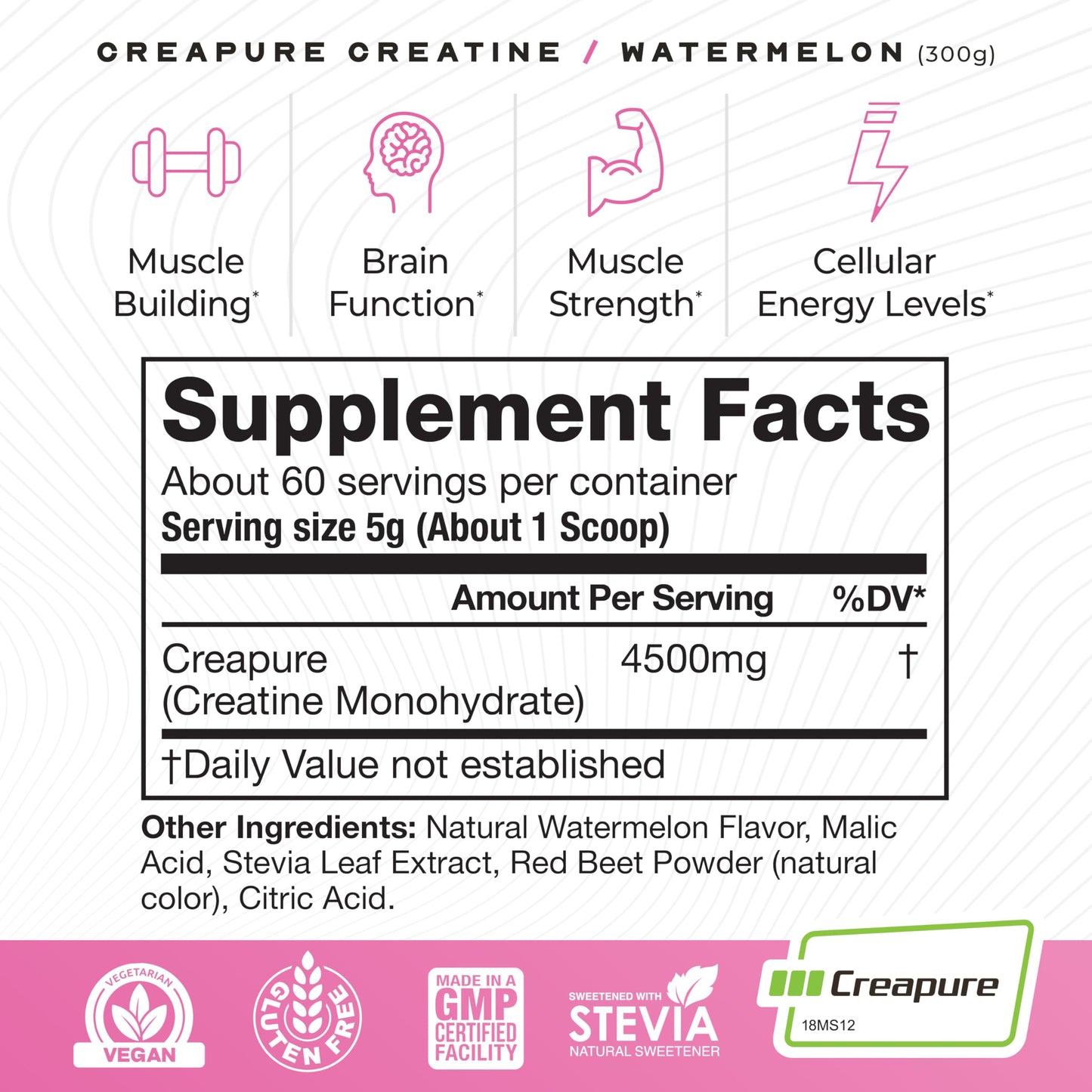 Muscle Feast Creapure Creatine Monohydrate Powder, Vegan Keto Friendly Gluten-Free, Mass Gainer, Muscle Recovery Supplement and Best Creatine for Muscle Growth, Unflavored, 300g